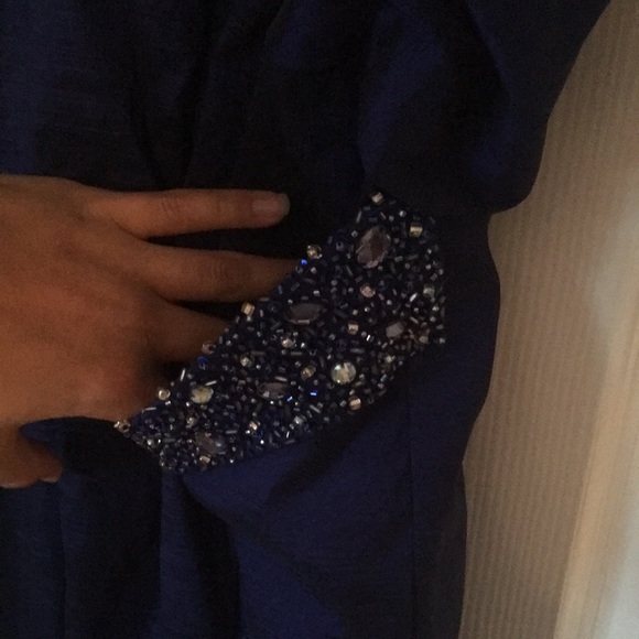 Royal Blue Beaded Mermaid Prom Dress - Picture 10 of 11